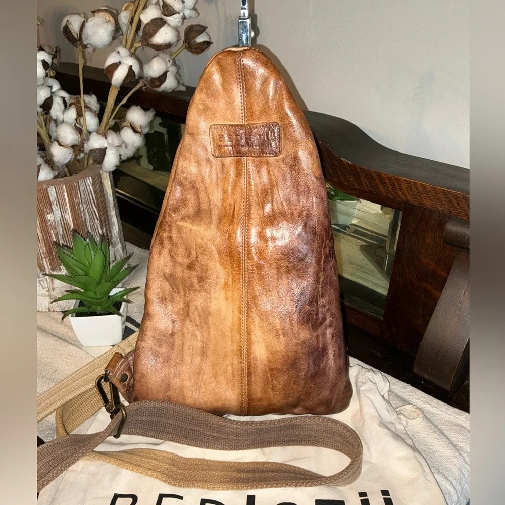 Bed Stu Leather Andie Sling Backpack Cafe Latte Retail $260 - Picture 2 of 12